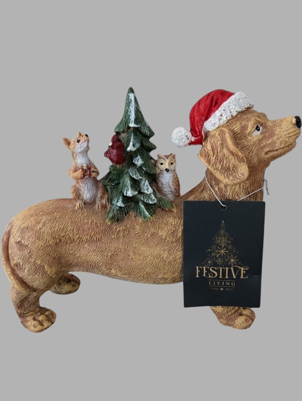 NEW Festive Living Christmas Dachshund Figurine